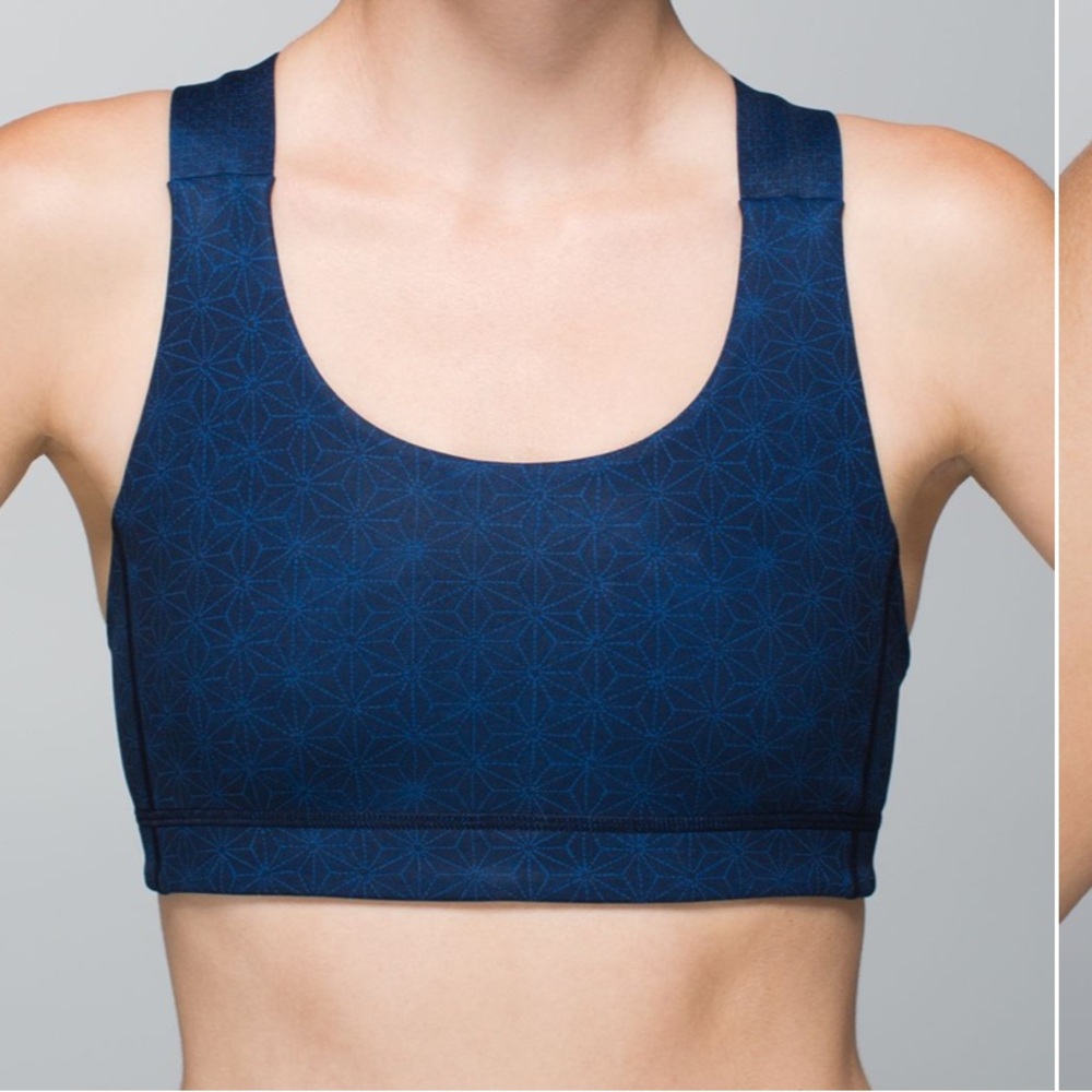 Lulu lemon Blue Sports Bra with Geometric Pattern Size 4 - Picture 5 of 9